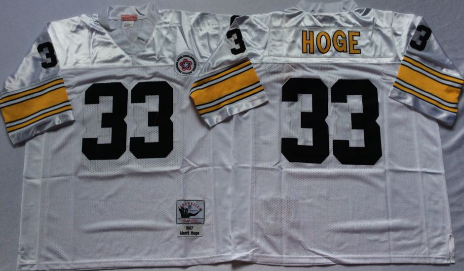 Men NFL Pittsburgh Steelers #33 Hoge white Mitchell Ness jerseys->pittsburgh steelers->NFL Jersey